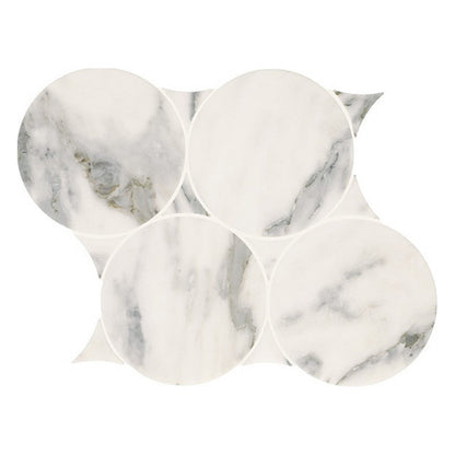 Daltile Eclessia Marble 10" X 12" Polished Natural stone 6" Circle Mosaic, Arabescato Argento, 10.16" x 11.73"