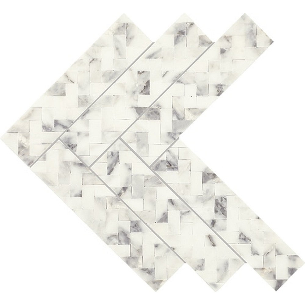 Daltile-Eclessia-Marble-13-x-14-Polished-Natural-stone-Double-Herringbone-Mosaic-Arabescato-Argento