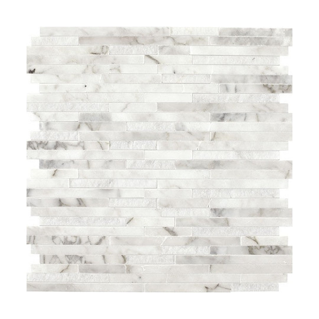 Daltile Natural Stone Marble 12" x 12" Mix 1" Random Linear Mosaic, Venetian Calacatta, 12" x 12"