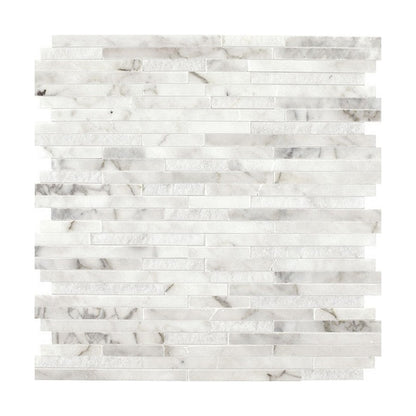 Daltile Natural Stone Marble 12" x 12" Mix 1" Random Linear Mosaic, Venetian Calacatta, 12" x 12"