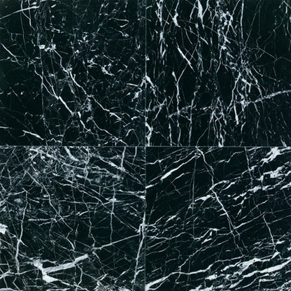 American Olean Stone Source Marble & Onyx 12" x 12" Polished Natural Stone Tile, China Black, 12" x 12"