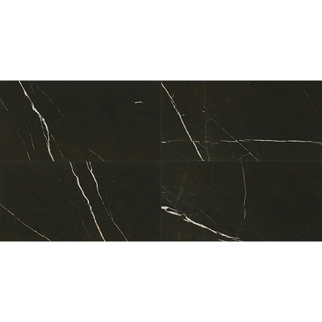 Daltile Marble Attache 12" x 24" Rectified Satin Porcelain Floor Tile, Nero, 11.62" x 23.37"