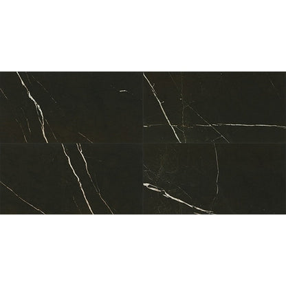 Daltile Marble Attache 12" x 24" Rectified Satin Porcelain Floor Tile, Nero, 11.62" x 23.37"