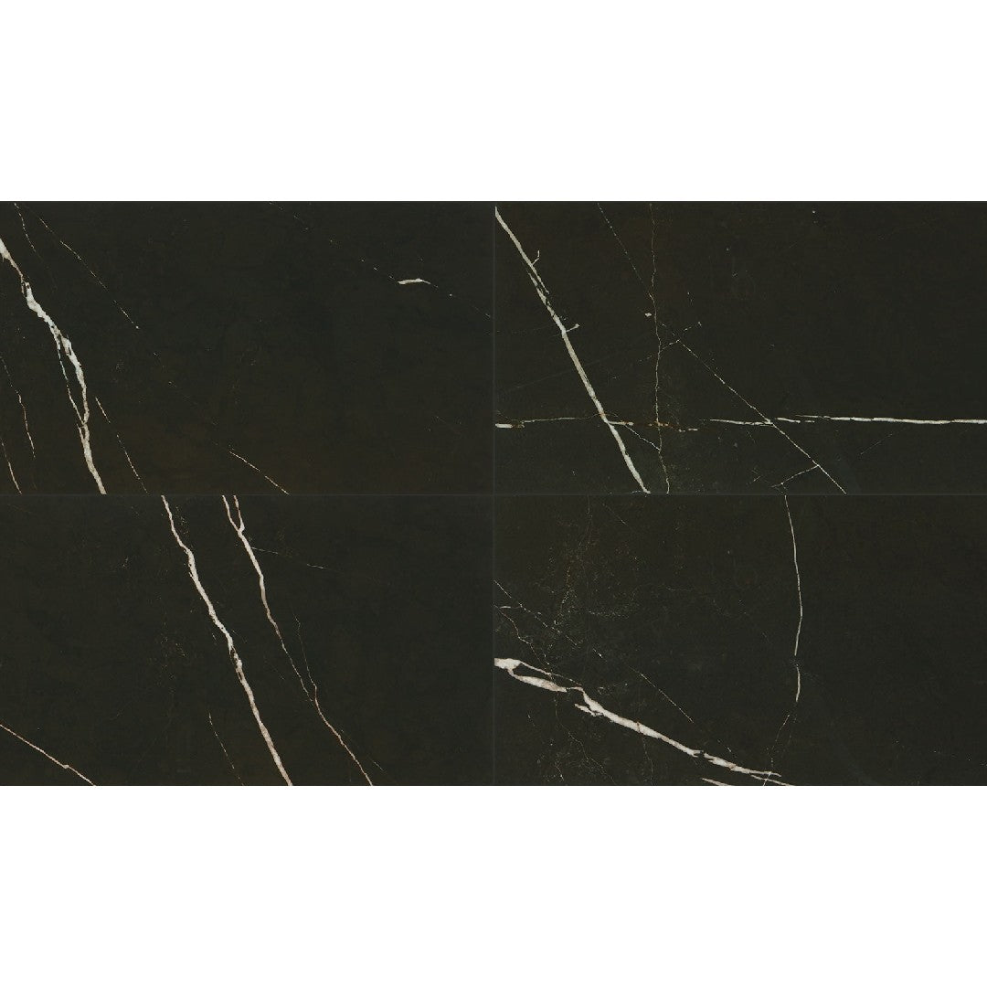Daltile Marble Attache 24" x 48" Rectified Satin Porcelain Floor Tile, Nero, 23.37" x 47.06"