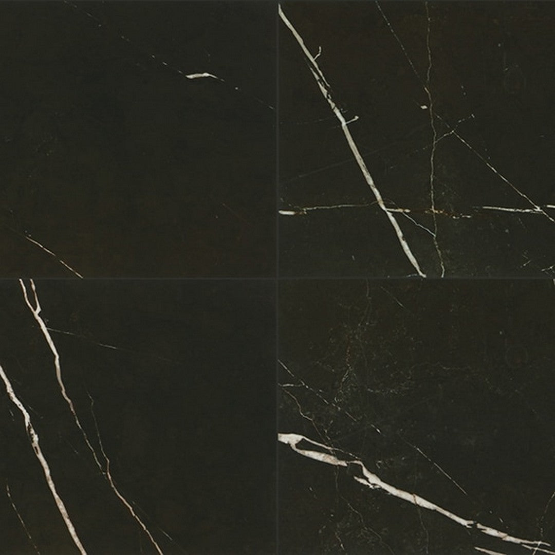 Daltile Marble Attache 32" x 32" Rectified Polished Porcelain Floor Tile, Nero, 31.37" x 31.37"