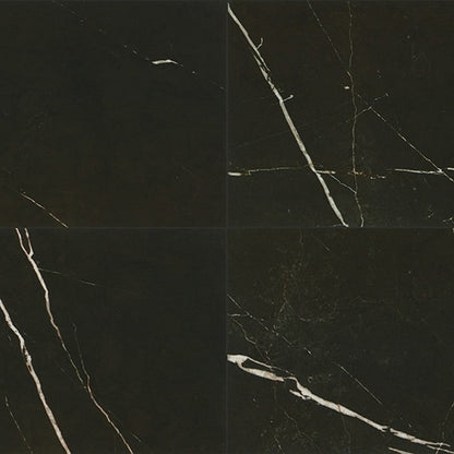 Daltile Marble Attache 32" x 32" Rectified Polished Porcelain Floor Tile, Nero, 31.37" x 31.37"