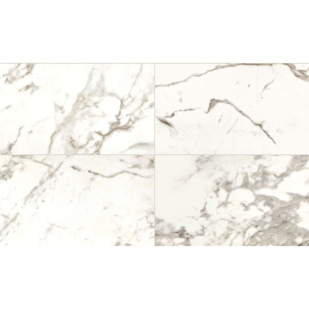 Daltile Marble Attache 24" x 48" Rectified Polished Porcelain Floor Tile, Calacatta, 23.37" x 47.06"