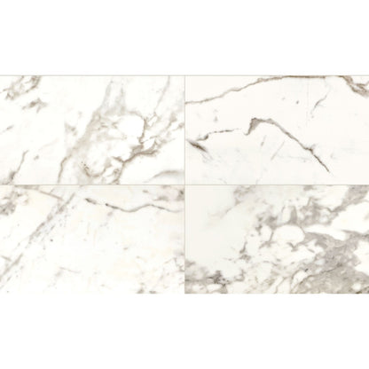 Daltile Marble Attache 24" x 48" Rectified Polished Porcelain Floor Tile, Calacatta, 23.37" x 47.06"