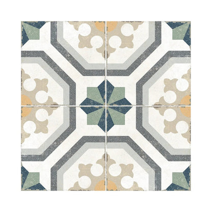 Lungarno Marrakesh 8" x 8" Pressed Matte Porcelain Floor Deco Tile, Melah Deco matte, 7.87" x 7.87"