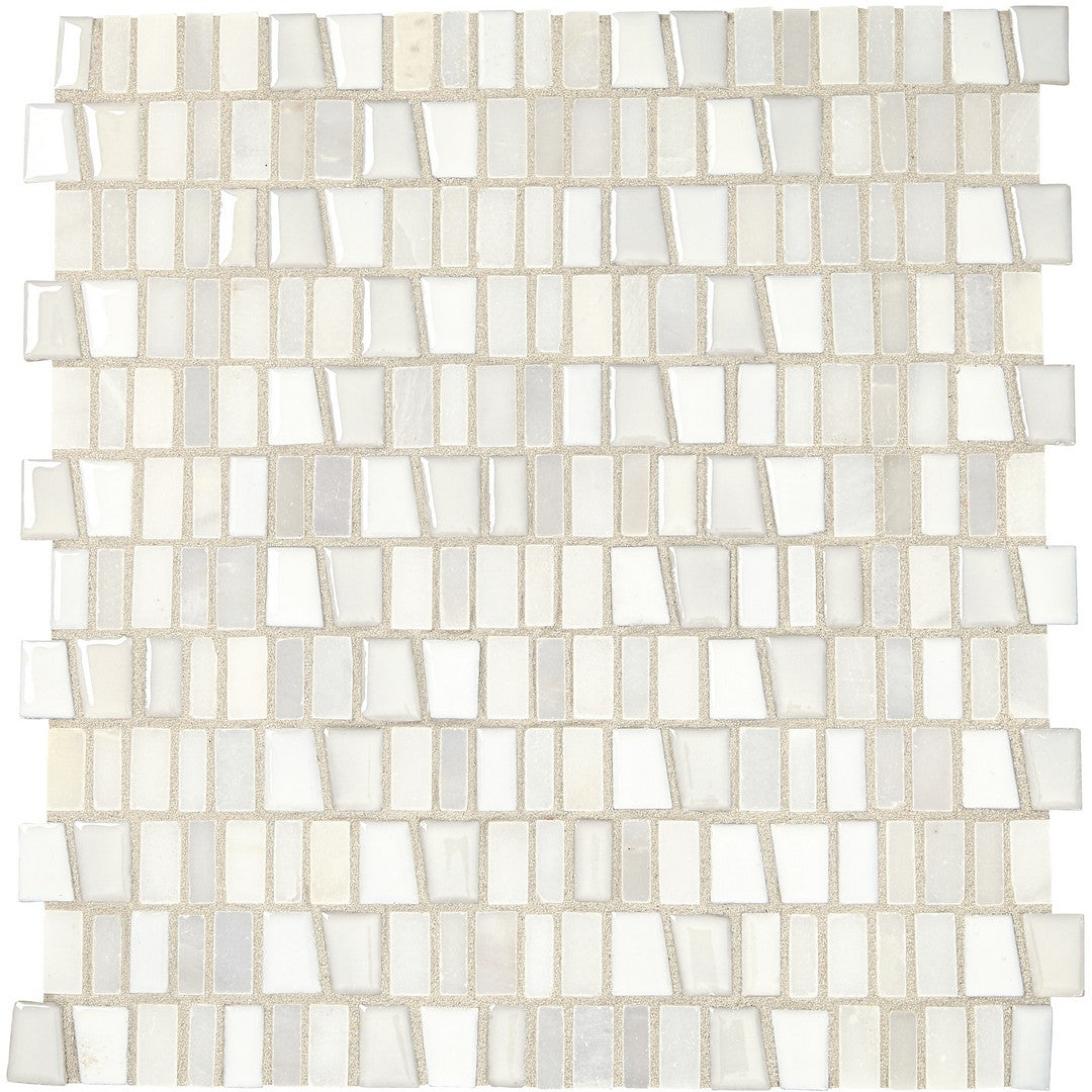 Marazzi Midpark 12" x 12" Matte Natural Stone 1" Random Trapezoid Mosaic, Cloud, 12" x 12.56"