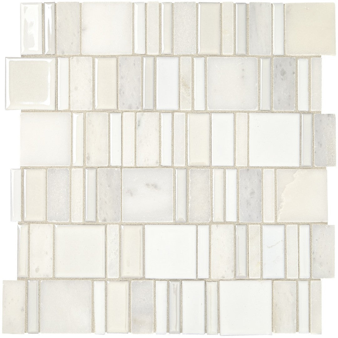 Marazzi Midpark 14" x 14" Matte Natural Stone 2" Random Square Mosaic, Cloud, 12.56" x 13.38"