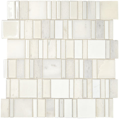 Marazzi Midpark 14" x 14" Matte Natural Stone 2" Random Square Mosaic, Cloud, 12.56" x 13.38"