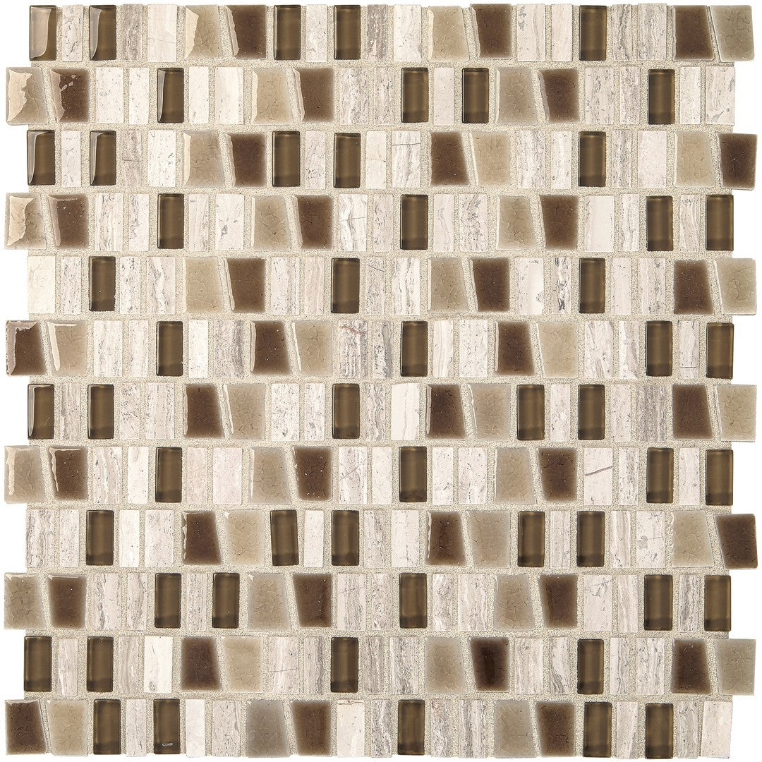 Marazzi Midpark 12" x 12" Matte Natural Stone 1" Random Trapezoid Mosaic, Sandbox, 12" x 12.56"