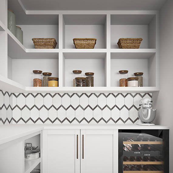 Marazzi Castellina 12" x 13" Polished Harlequin Natural Stone Mosaic, White And Brass, 12" x 13"