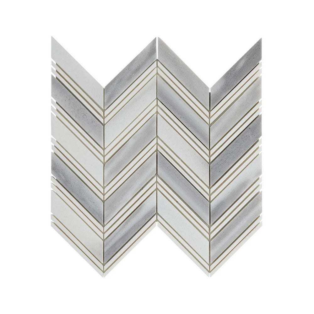 Lungarno Natural Elements 10.88" x 12" Pressed Natural Stone Chevron Mosaic