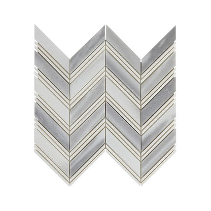 Lungarno Natural Elements 10.88" x 12" Pressed Natural Stone Chevron Mosaic