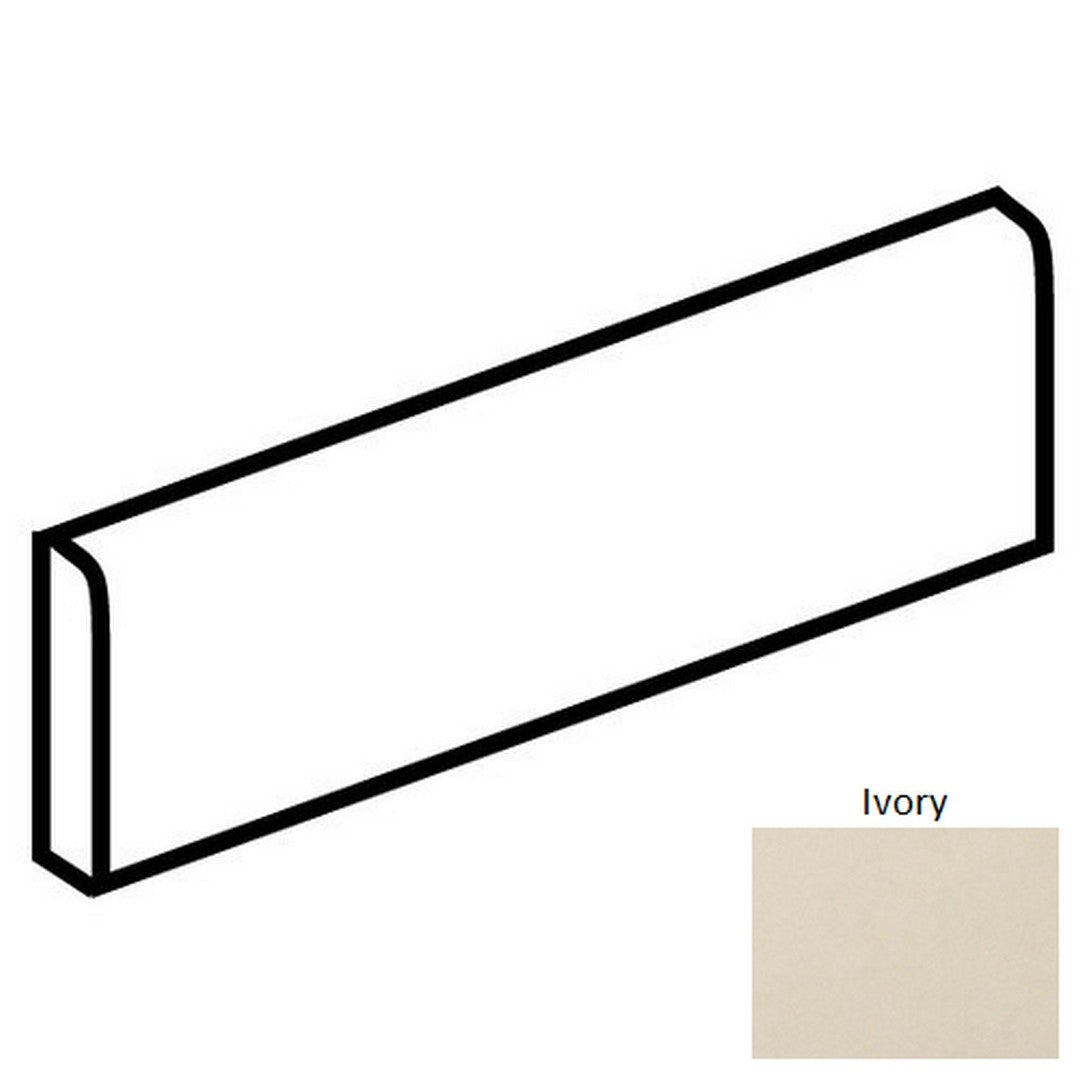Daltile Bee Hive 3" x 12" Matte Porcelain Floor Bullnose, Ivory, 3" x 12"