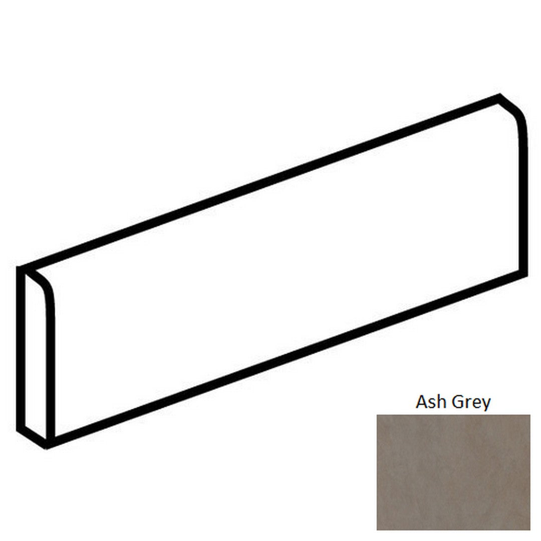 Daltile Bee Hive 3" x 12" Matte Porcelain Floor Bullnose, Ashgrey, 3" x 12"