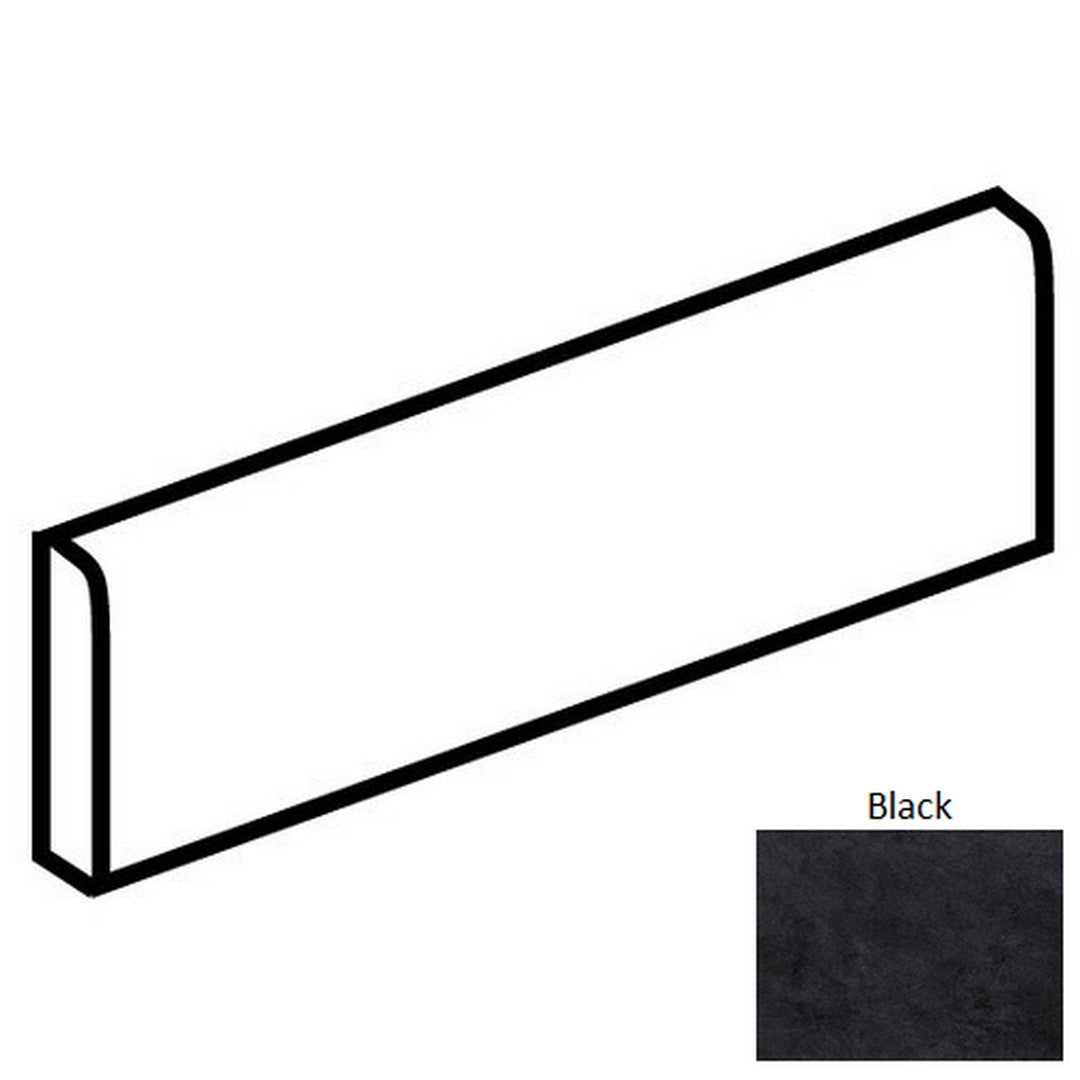 Daltile Bee Hive 3" x 12" Matte Porcelain Floor Bullnose, Black, 3" x 12"