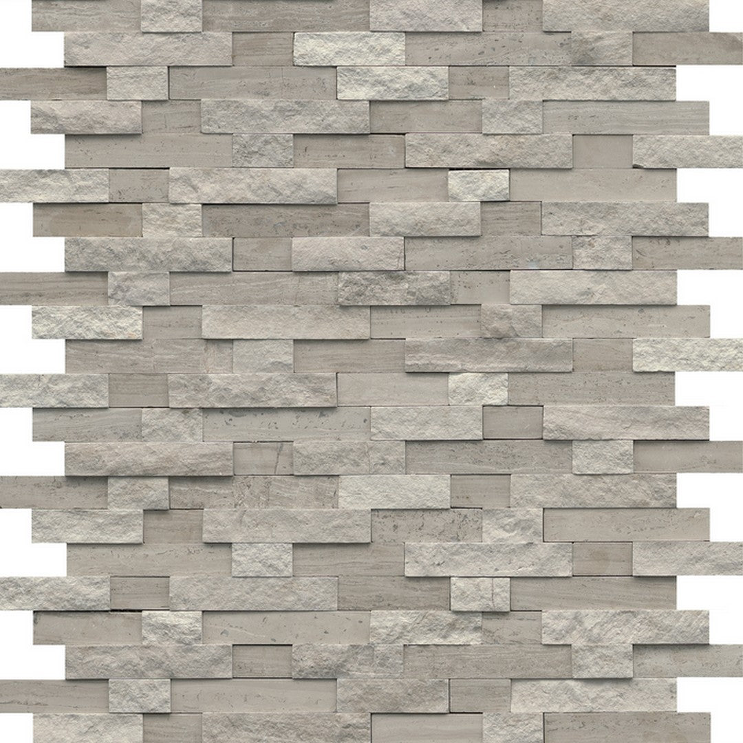 Emser Feature 12" x 18" Splitface Groutless Stone Mosaic, Silver, 12.01" x 17.99"