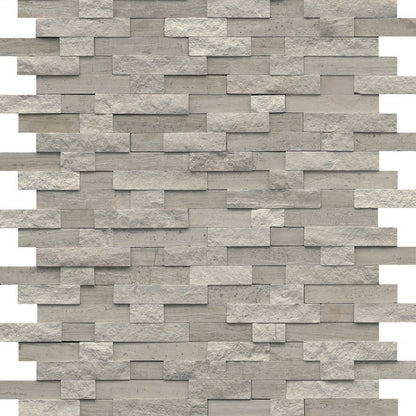 Emser Feature 12" x 18" Splitface Groutless Stone Mosaic, Silver, 12.01" x 17.99"