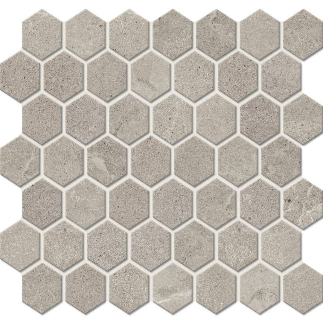 American Olean Primstone 11.63" x 10.25" Matte Hexagon Porcelain Mosaic, Ash, 11.63" x 10.25"