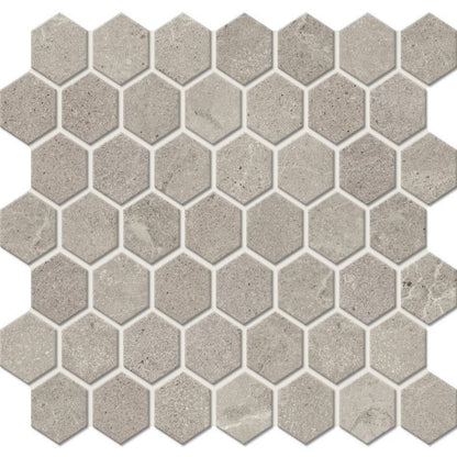 American Olean Primstone 11.63" x 10.25" Matte Hexagon Porcelain Mosaic, Ash, 11.63" x 10.25"