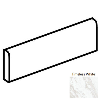 Daltile Perpetuo 3" x 24" Rectified Polished Porcelain Floor Bullnose, Timeless White, 3" x 24"