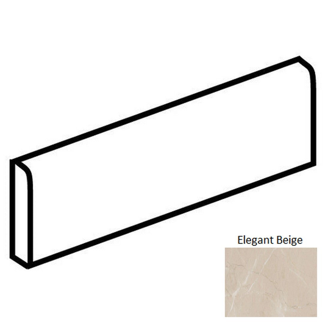 Daltile Perpetuo 3" x 24" Rectified Polished Porcelain Floor Bullnose, Elegant Beige, 3" x 24"