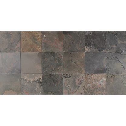 American Olean Stone Source 12" x 12" Cleft Slate Tile, Indian Multicolor, 12" x 12"