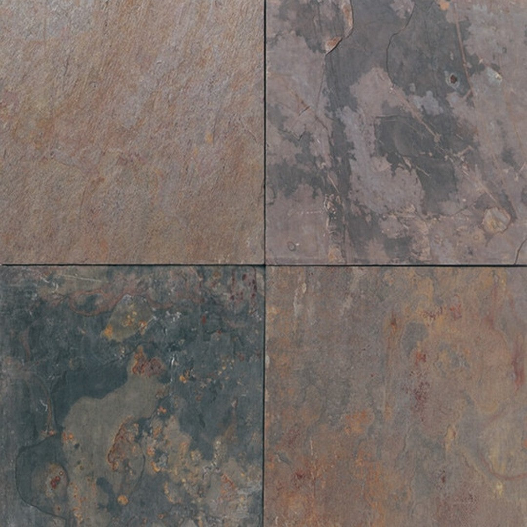 American Olean Stone Source 16" x 16" Cleft Slate Tile, Indian Multicolor, 16" x 16"