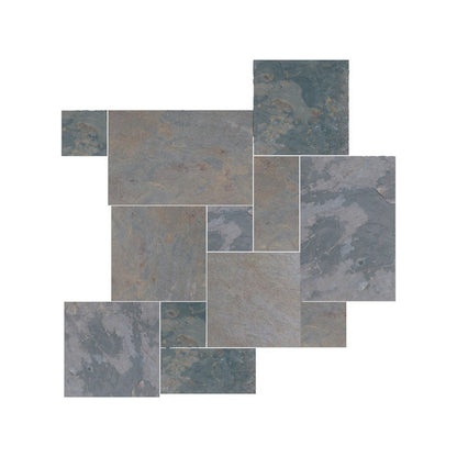 Daltile Slate 8" x RL Natural Cleft Stone Versaille Pattern, Indian Multicolor, 8" x RL