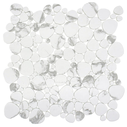 Lungarno Simple Stone 12.13" x 12.13" Pressed Glass Pebble Mosaic, Oro Pebble, 12.13" x 12.13"