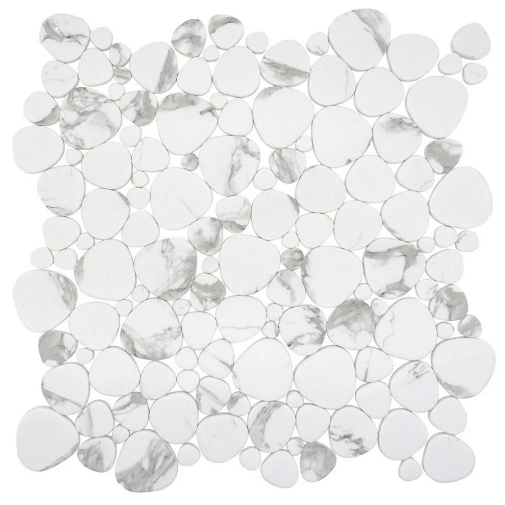 Lungarno Simple Stone 12.13" x 12.13" Pressed Glass Pebble Mosaic
