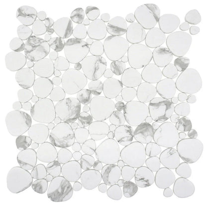 Lungarno Simple Stone 12.13" x 12.13" Pressed Glass Pebble Mosaic