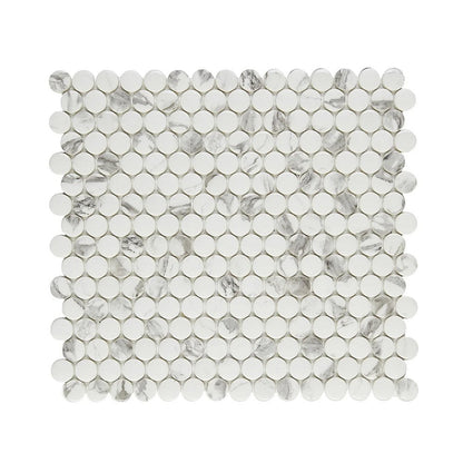 Lungarno Simple Stone 11.42" x 12.32" Pressed Glass Penny Round Mosaic
