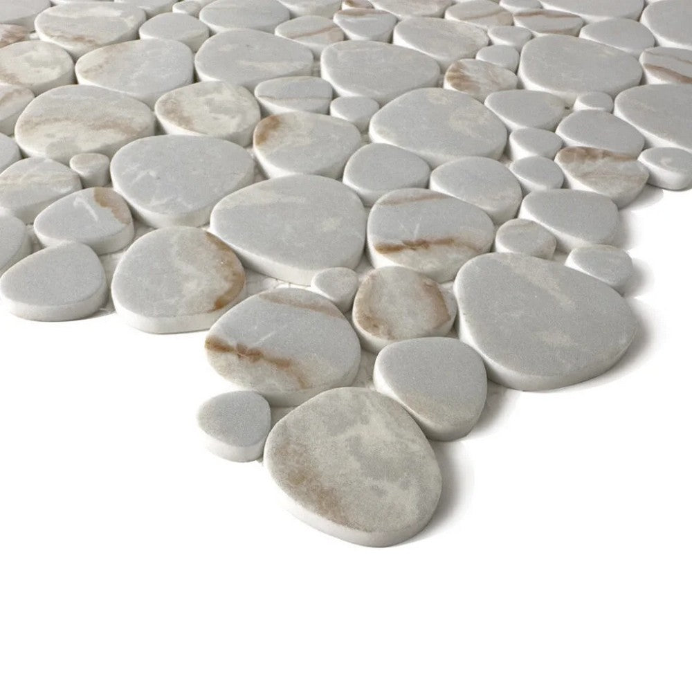 Lungarno Simple Stone 12.13" x 12.13" Pressed Glass Pebble Mosaic