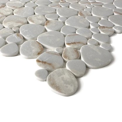Lungarno Simple Stone 12.13" x 12.13" Pressed Glass Pebble Mosaic