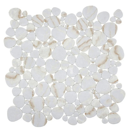 Lungarno Simple Stone 12.13" x 12.13" Pressed Glass Pebble Mosaic, Oro Pebble, 12.13" x 12.13"