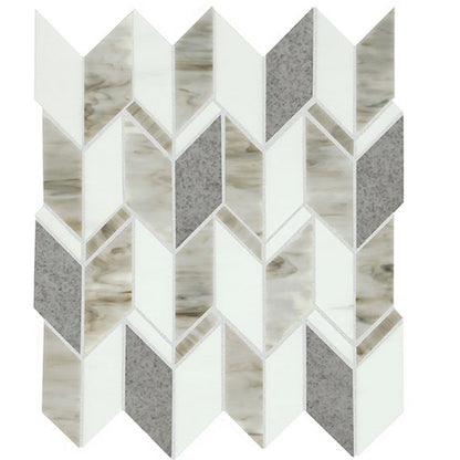 American Olean Stone Theory 13.94" x 12.5" Arrow Glass & Antiqued Mirror Mosaic Gloss, Geo, 13.94" x 12.5"
