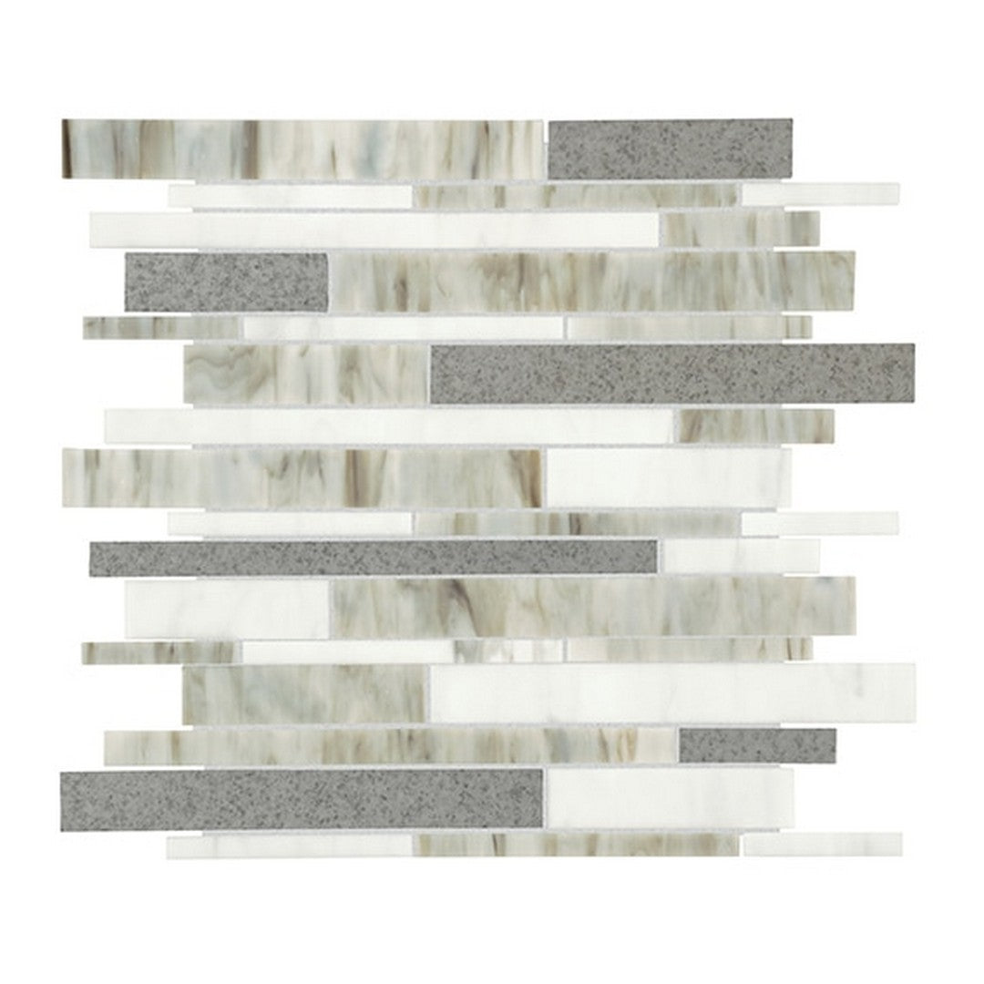 American Olean Stone Theory 13.94" x 12.25" Stack Glass & Antiqued Mirror Mosaic Gloss, Geo, 13.94" x 12.25"