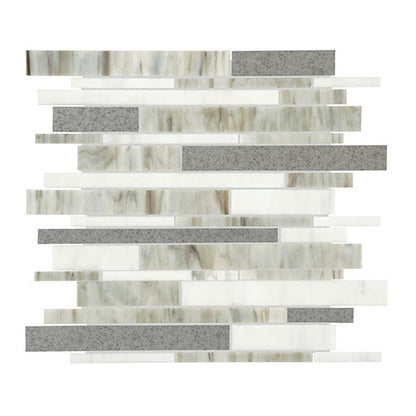 American Olean Stone Theory 13.94" x 12.25" Stack Glass & Antiqued Mirror Mosaic Gloss, Geo, 13.94" x 12.25"
