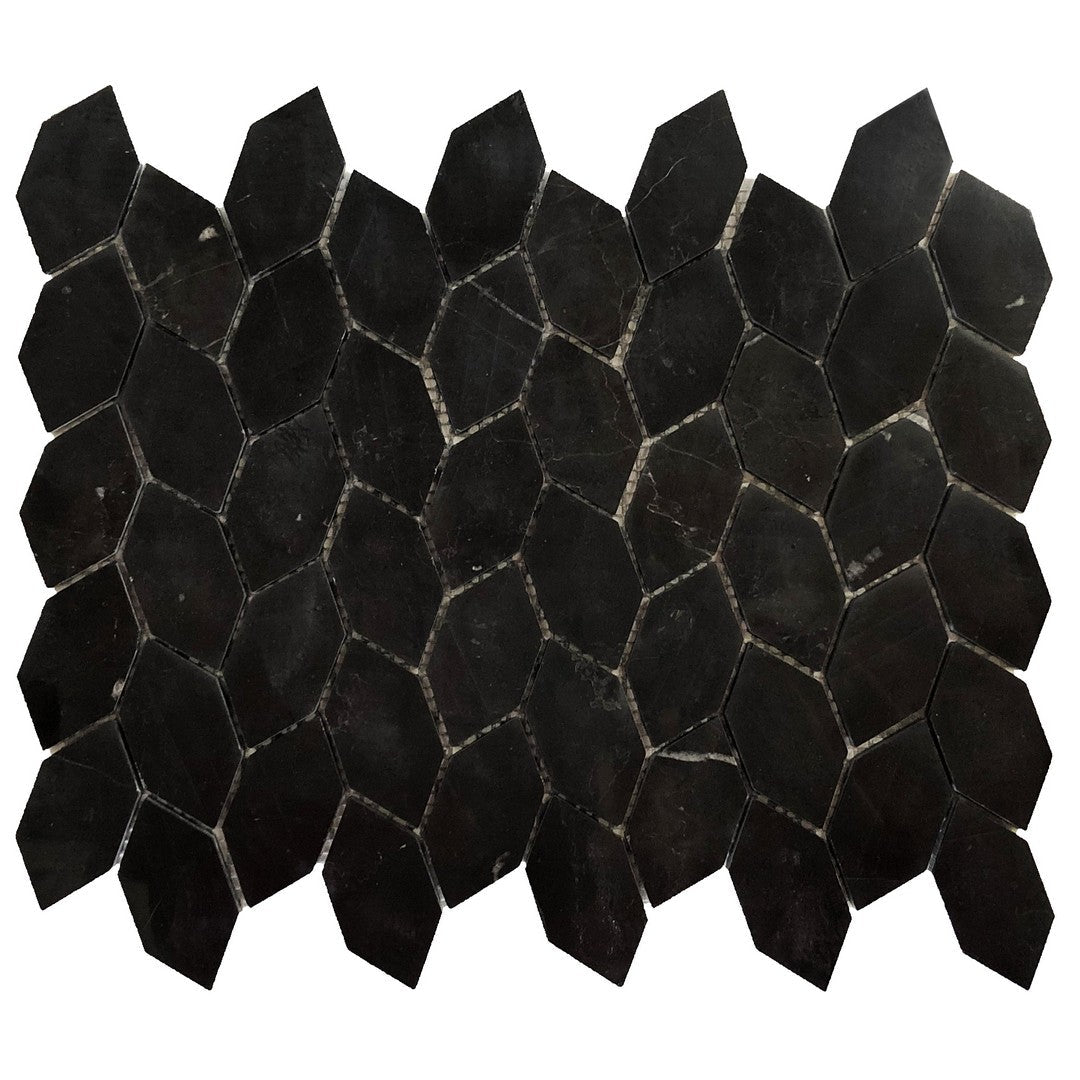Ottimo Stonevine 13" x 14.96" Honed Stone Mosaic, Black, 12" x 12"