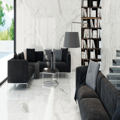 Happy Floors Statuario 12" x 24" Rectified Natural Porcelain Tile
