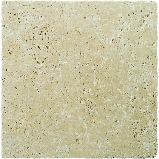 Emser Trav Fontane 4" x 4" Tumbled Natural Stone Tile, Travertine Fontane Tumbled Ivory Classic, 4" x 4"