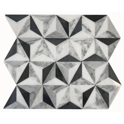 Ottimo Tribeca 14" x 16" Polished Stone Mosaic, Grey | Black, 14" x 16"