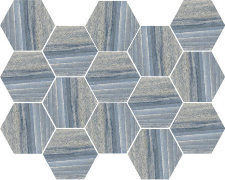 Happy Floors Tasmania 10" x 14" Interlocking Polished Porcelain Hexagon Mosaic, Rain, 10" x 14"