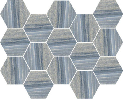 Happy Floors Tasmania 10" x 14" Interlocking Polished Porcelain Hexagon Mosaic, Rain, 10" x 14"
