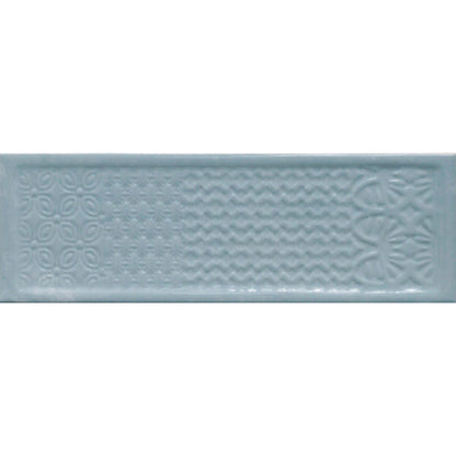 Happy Floors Titan 4" x 12" Pressed Natural Ceramic Deco Wall Tile, Aqua, 4" x 12"