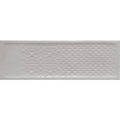 Happy Floors Titan 4" x 12" Pressed Natural Ceramic Deco Wall Tile, Pearl, 4" x 12"